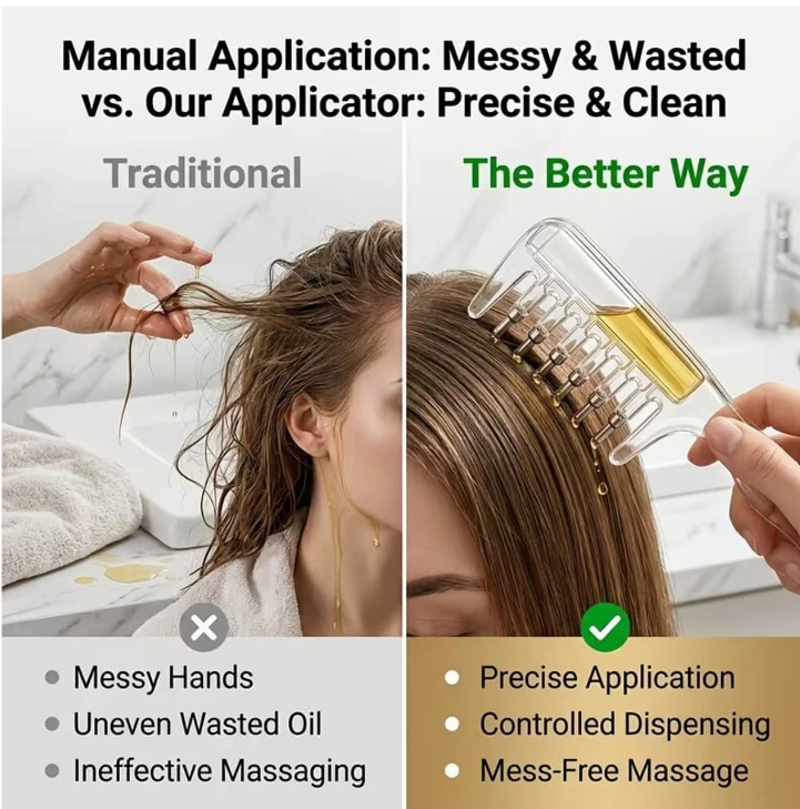 Crystal Serum Comb Applicator Massage Hair Comb for Scalp Massage – NESTO