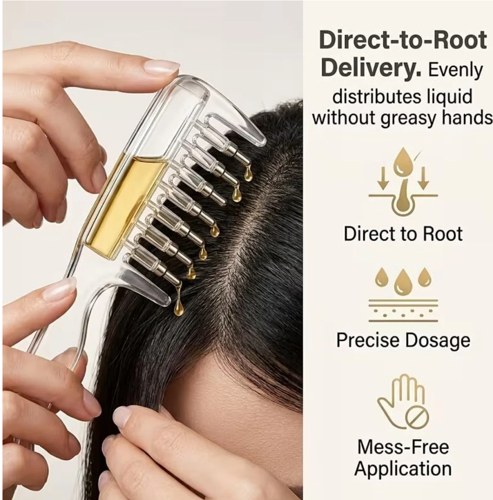 Crystal Serum Comb Applicator Massage Hair Comb for Scalp Massage – NESTO